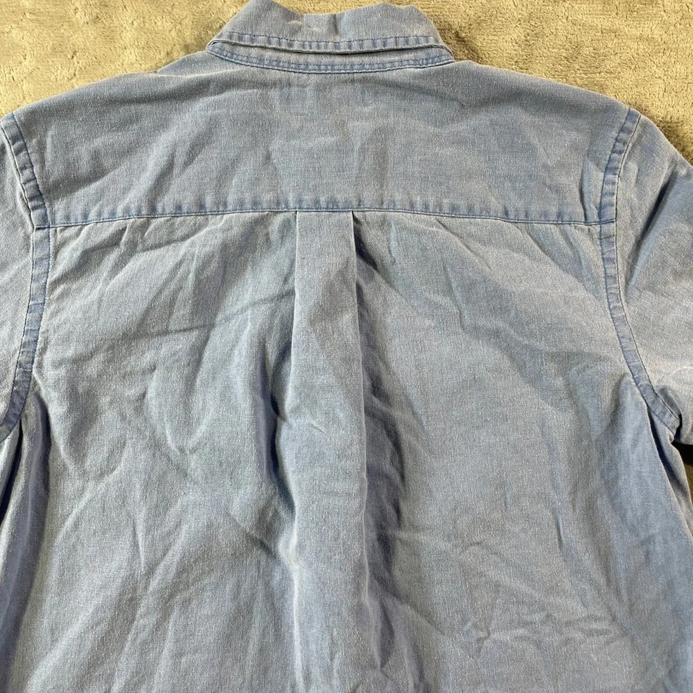 Ralph Lauren Linen Shirt Boys XL 18-20 Blue Short Sleeve Button Casual Preppy